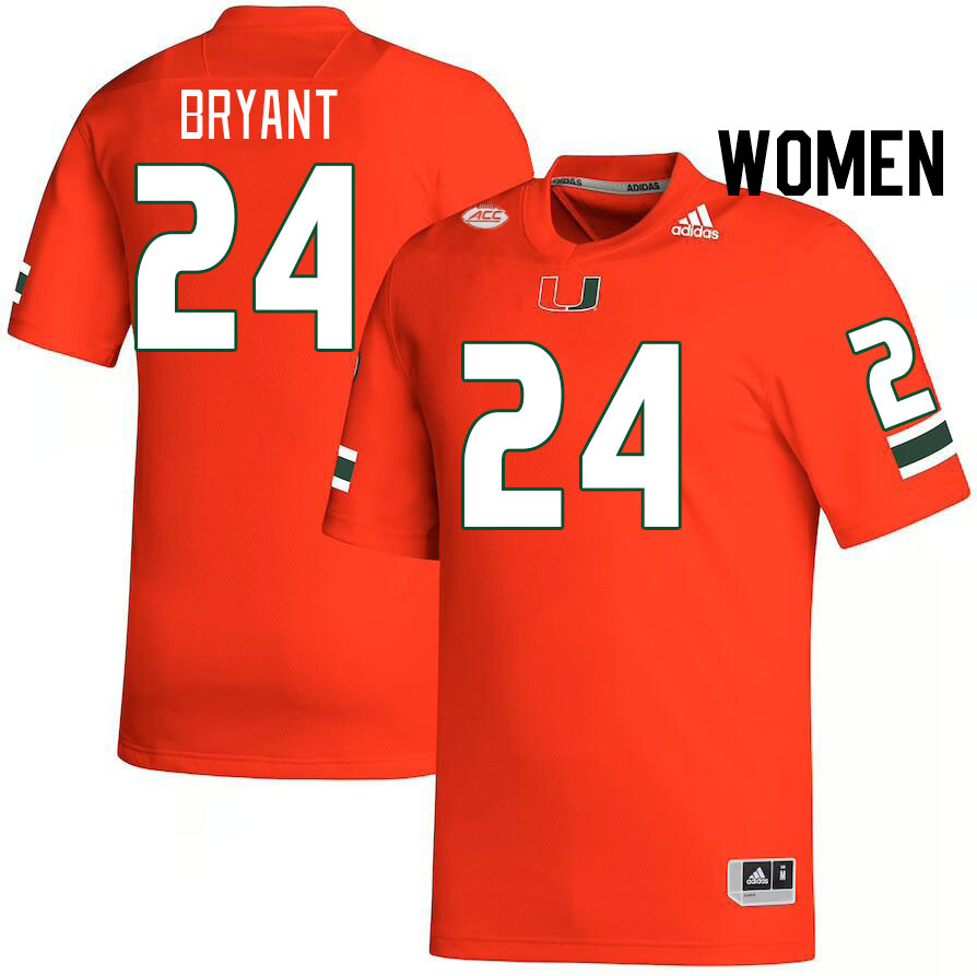 Women #24 Malik Bryant Miami Hurricanes College Football Jerseys Stitched-Orange - Click Image to Close